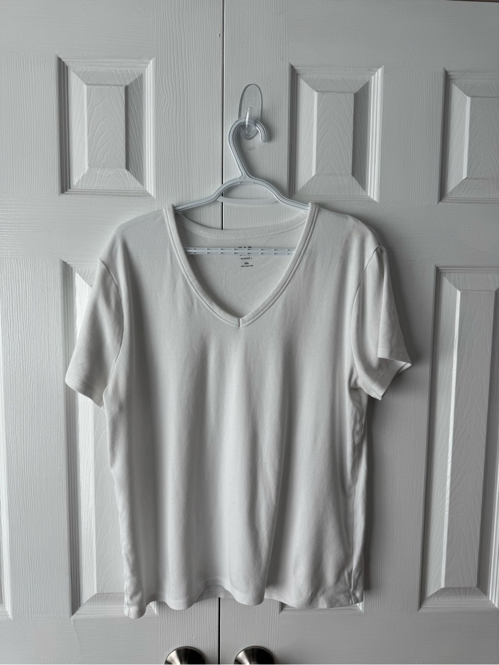 Gap Womens White T Shirt XXL Fall 2021 Archive Premium Cotton V Neck Tee